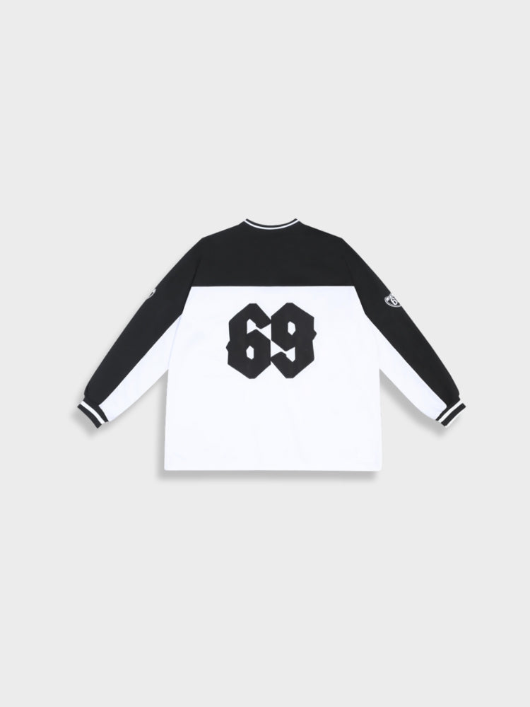 BLACK AND WHITE LONG-SLEEVED SHIRT WITH 69 - PERFECT FIT COTTON SHIRT