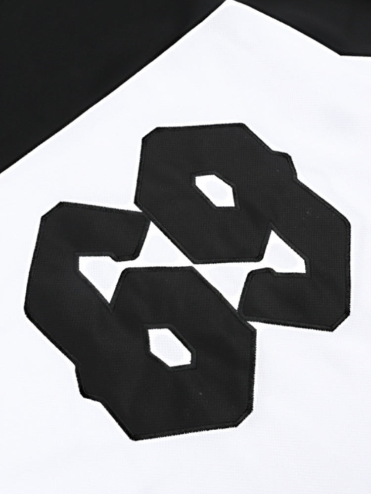 BLACK AND WHITE LONG-SLEEVED SHIRT WITH 69 - PERFECT FIT COTTON SHIRT