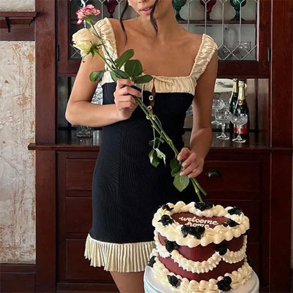 BLACK AND WHITE MINI DRESS FOR WOMEN