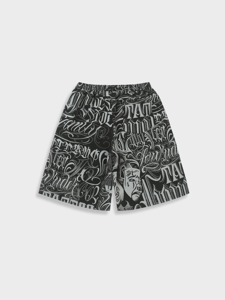 BLACK AND WHITE PATTERNED SHORTS VINTAGE CHICANO SHORTS