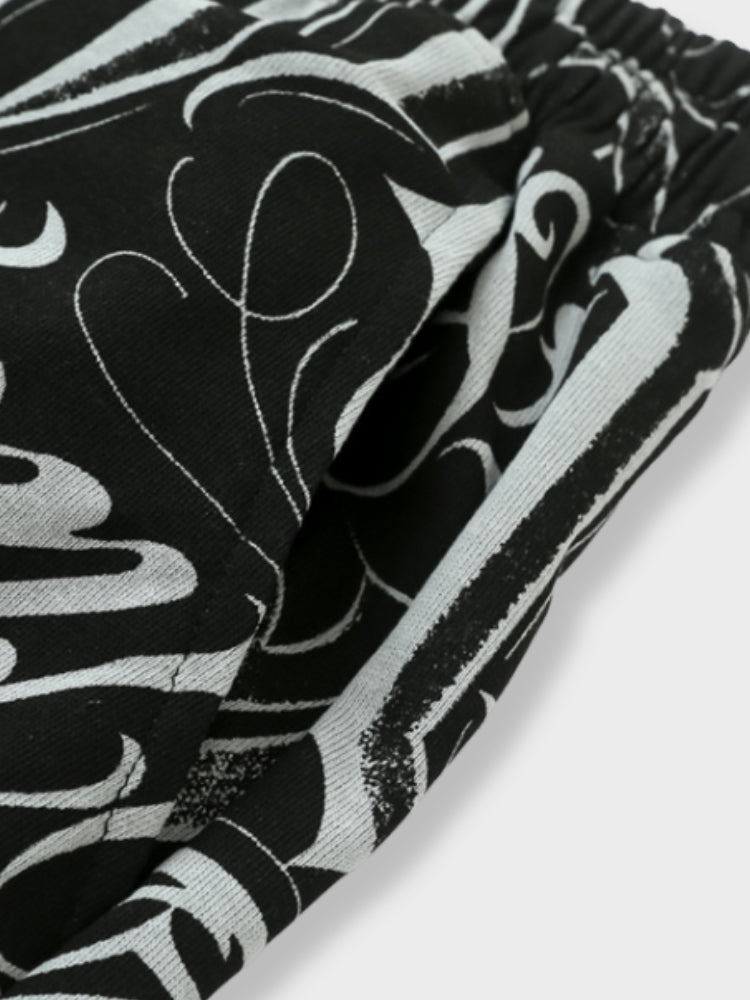 BLACK AND WHITE PATTERNED SHORTS VINTAGE CHICANO SHORTS