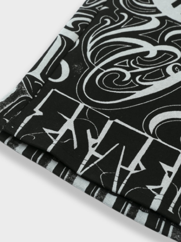 BLACK AND WHITE PATTERNED SHORTS VINTAGE CHICANO SHORTS