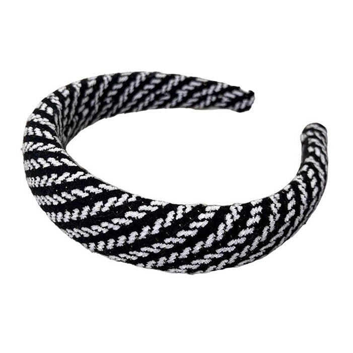 BLACK AND WHITE PLAID PADDED HEADBAND FOR WOMEN