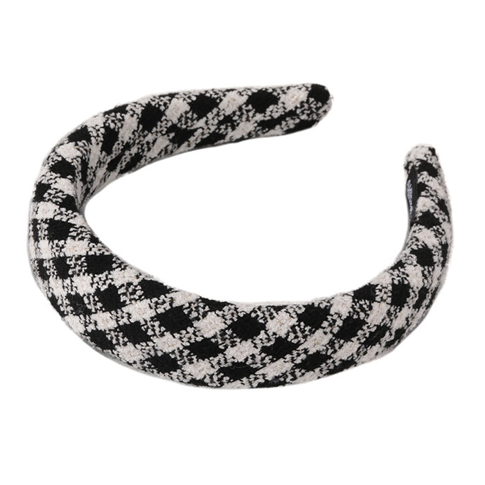 BLACK AND WHITE PLAID PADDED HEADBAND FOR WOMEN