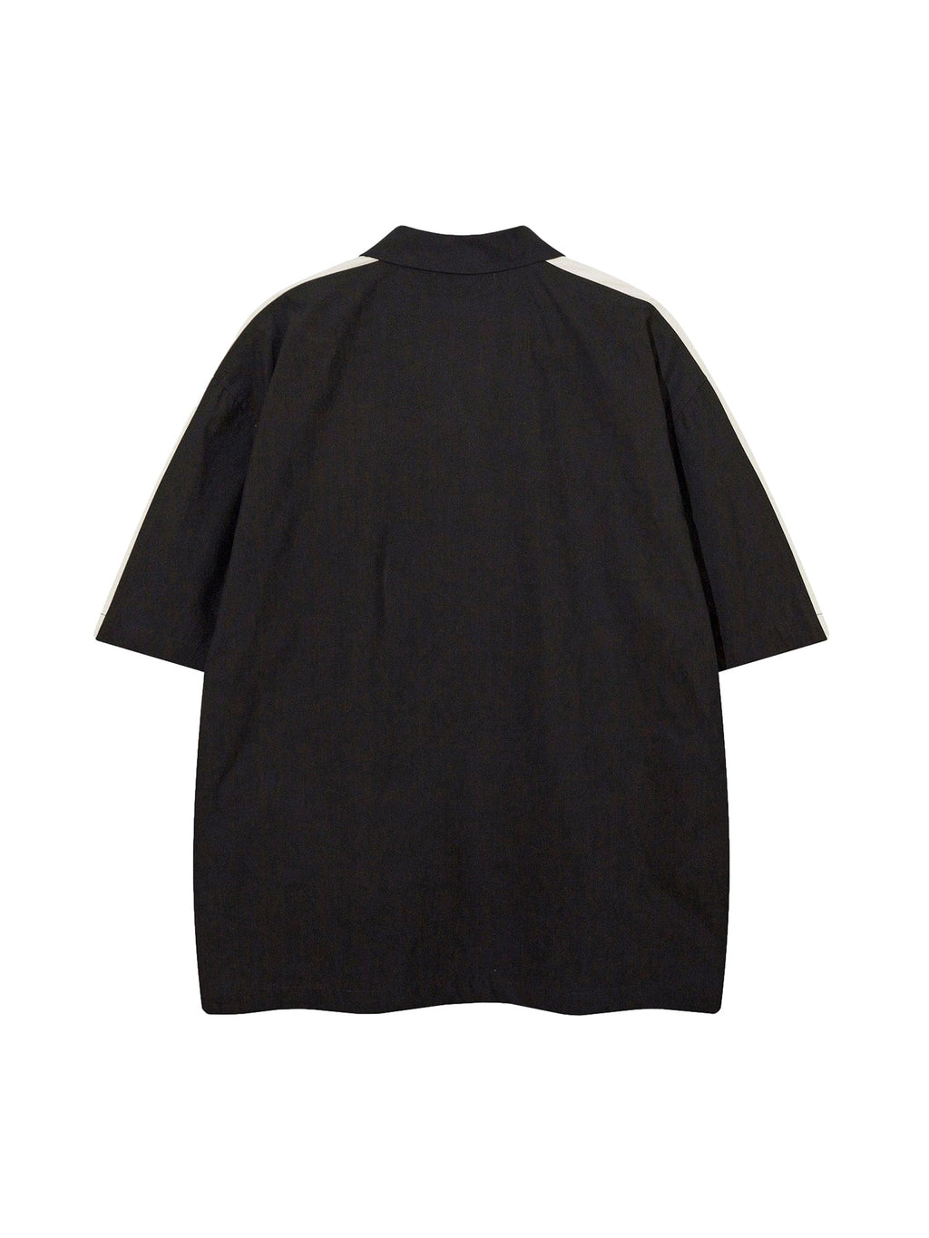 BLACK AND WHITE SHORT-SLEEVED ZIP-UP SHIRT RETRO RACING COMFORT