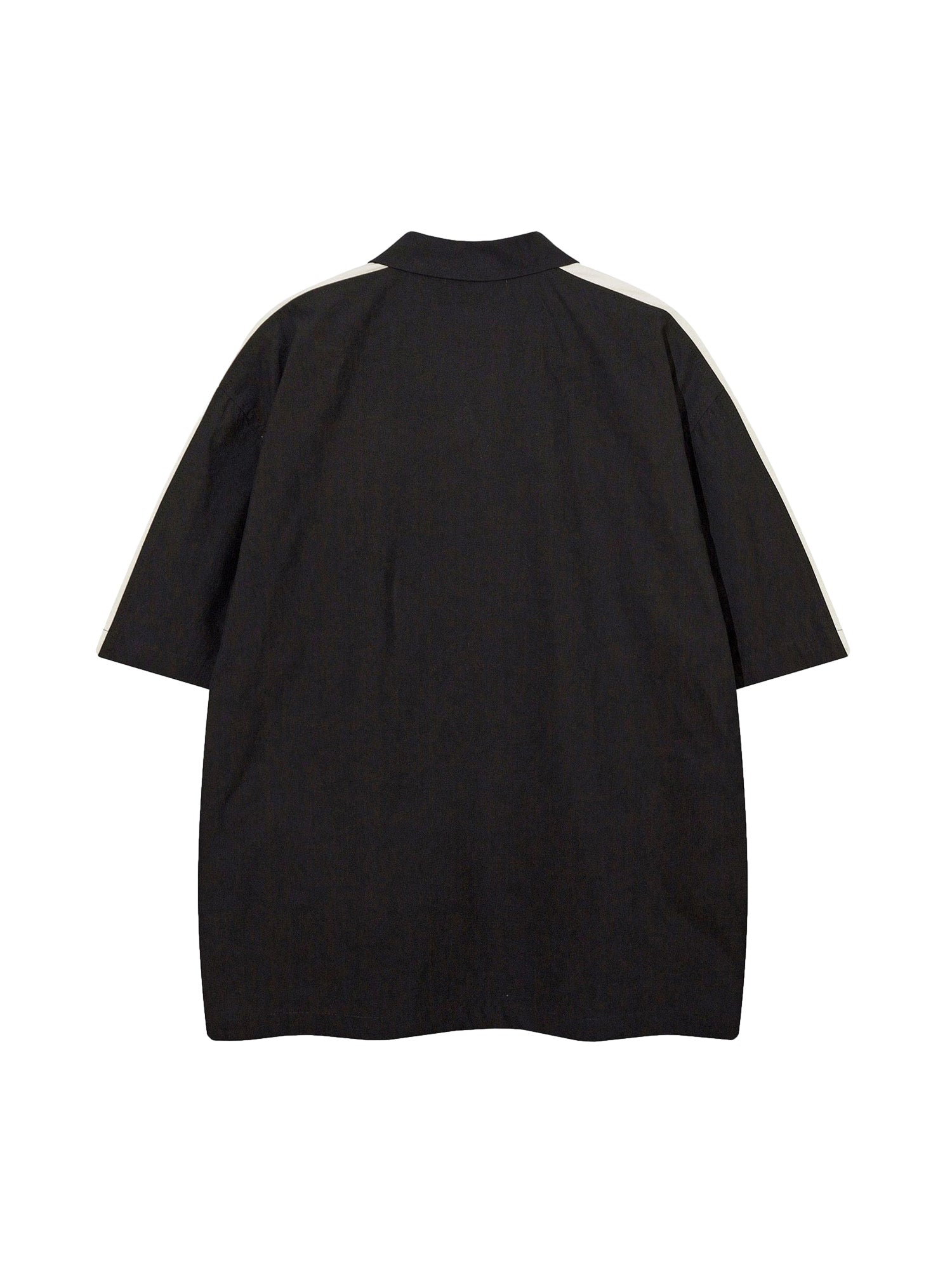 BLACK AND WHITE SHORT-SLEEVED ZIP-UP SHIRT RETRO RACING COMFORT