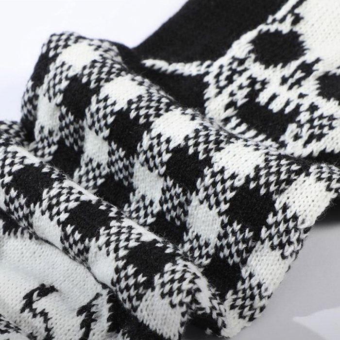 BLACK AND WHITE SKULL FRINGE SCARF FASHION ACCESSORY