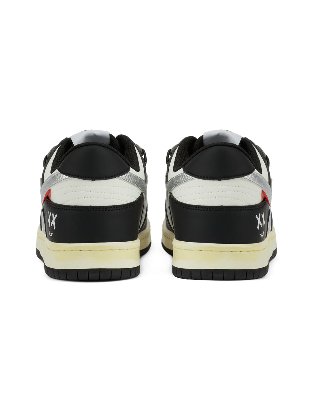 BLACK AND WHITE SNEAKERS WITH HEART DETAIL STREET LOVE PATCHWORK