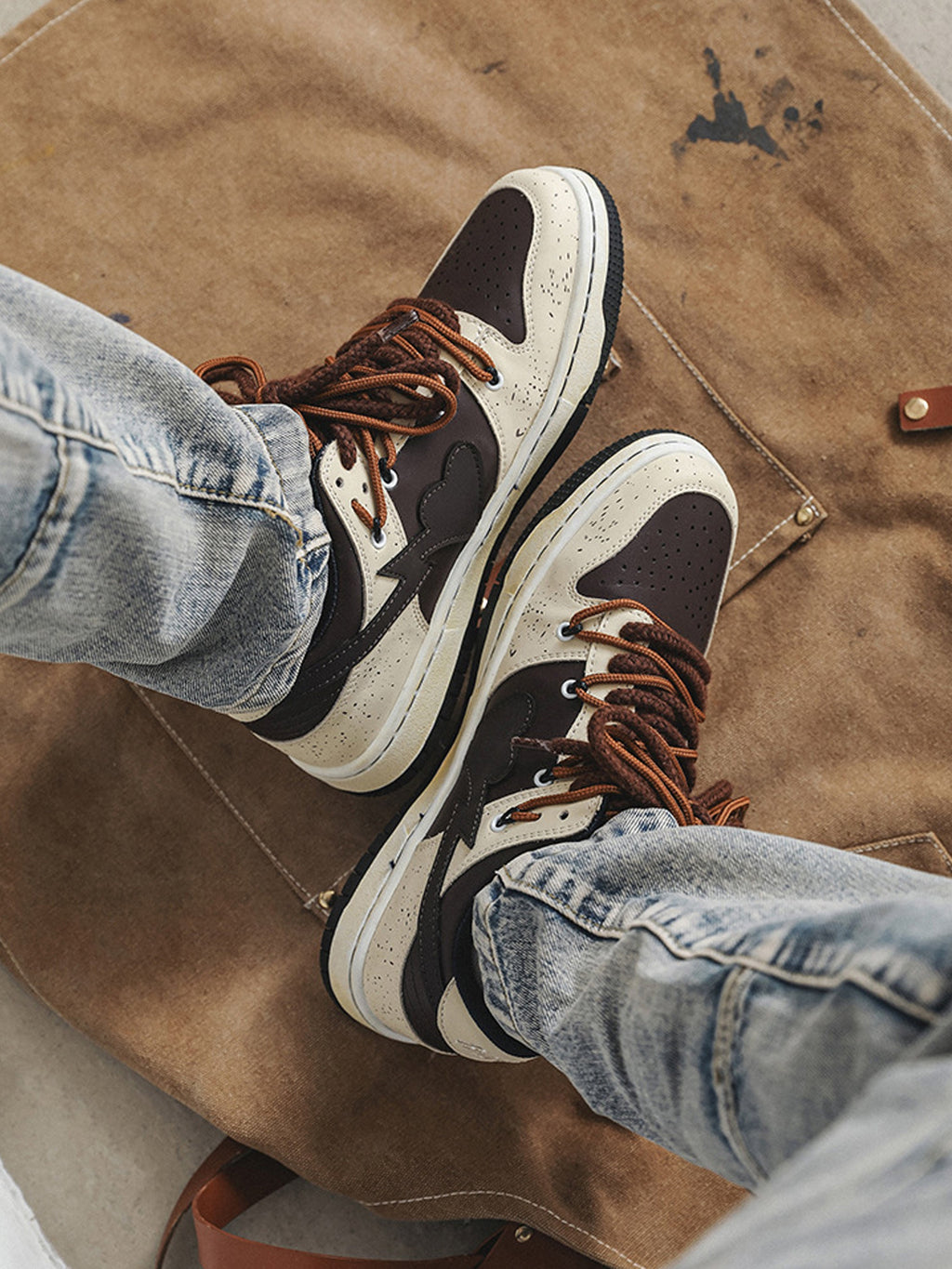 BLACK AND WHITE SNEAKERS WITH HEART DETAIL STREET LOVE PATCHWORK