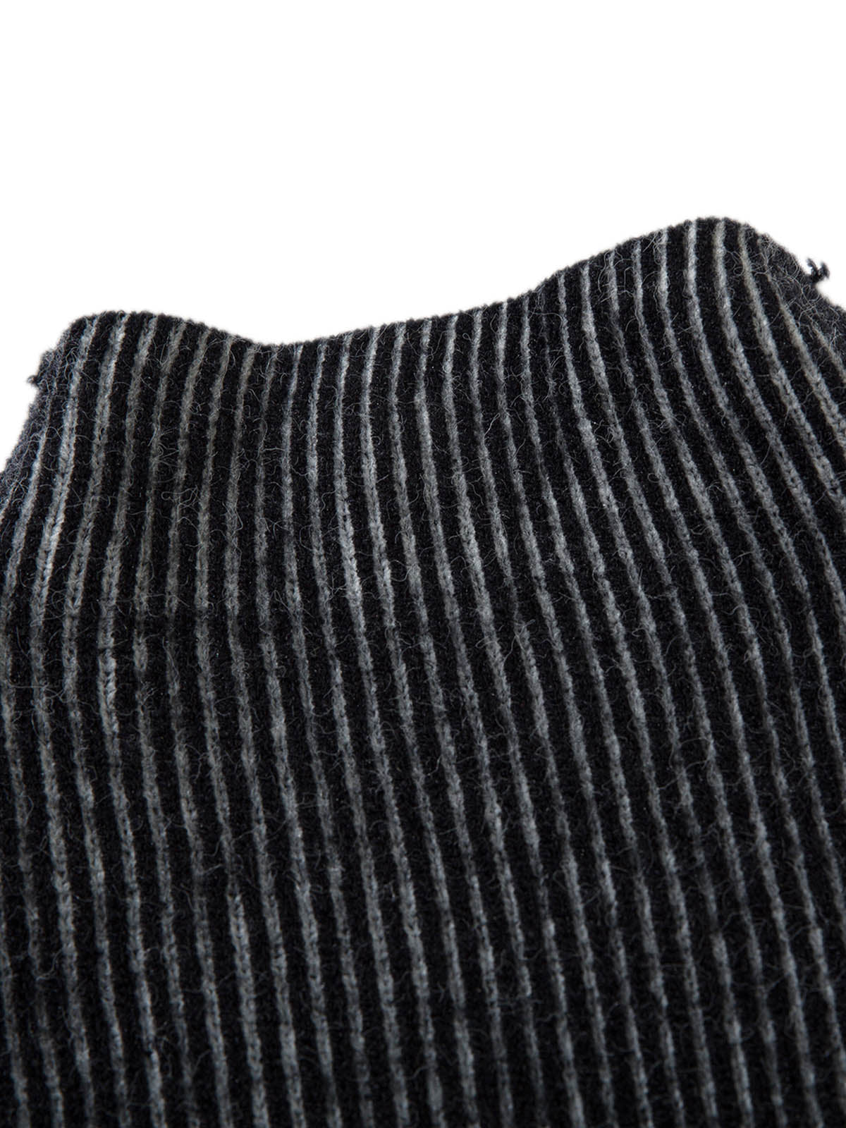 BLACK AND WHITE STRIPED SWEATER WITH GRAY PATTERN REVERSIBLE DOUBLE-SIDED