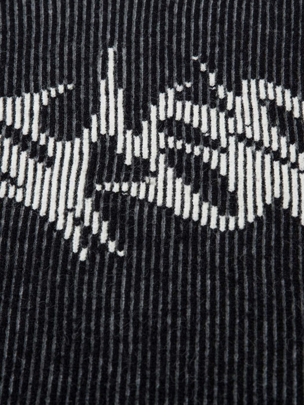 BLACK AND WHITE STRIPED SWEATER WITH GRAY PATTERN REVERSIBLE DOUBLE-SIDED