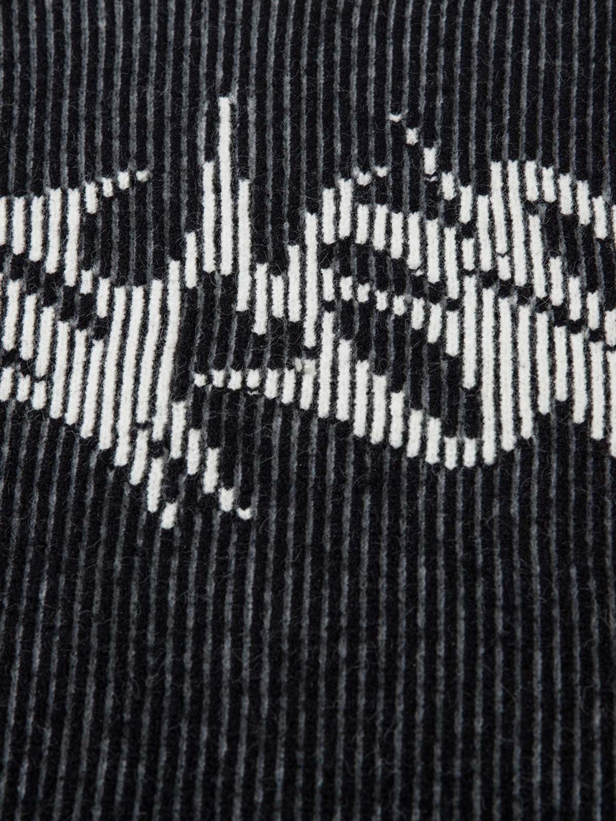 BLACK AND WHITE STRIPED SWEATER WITH GRAY PATTERN REVERSIBLE DOUBLE-SIDED