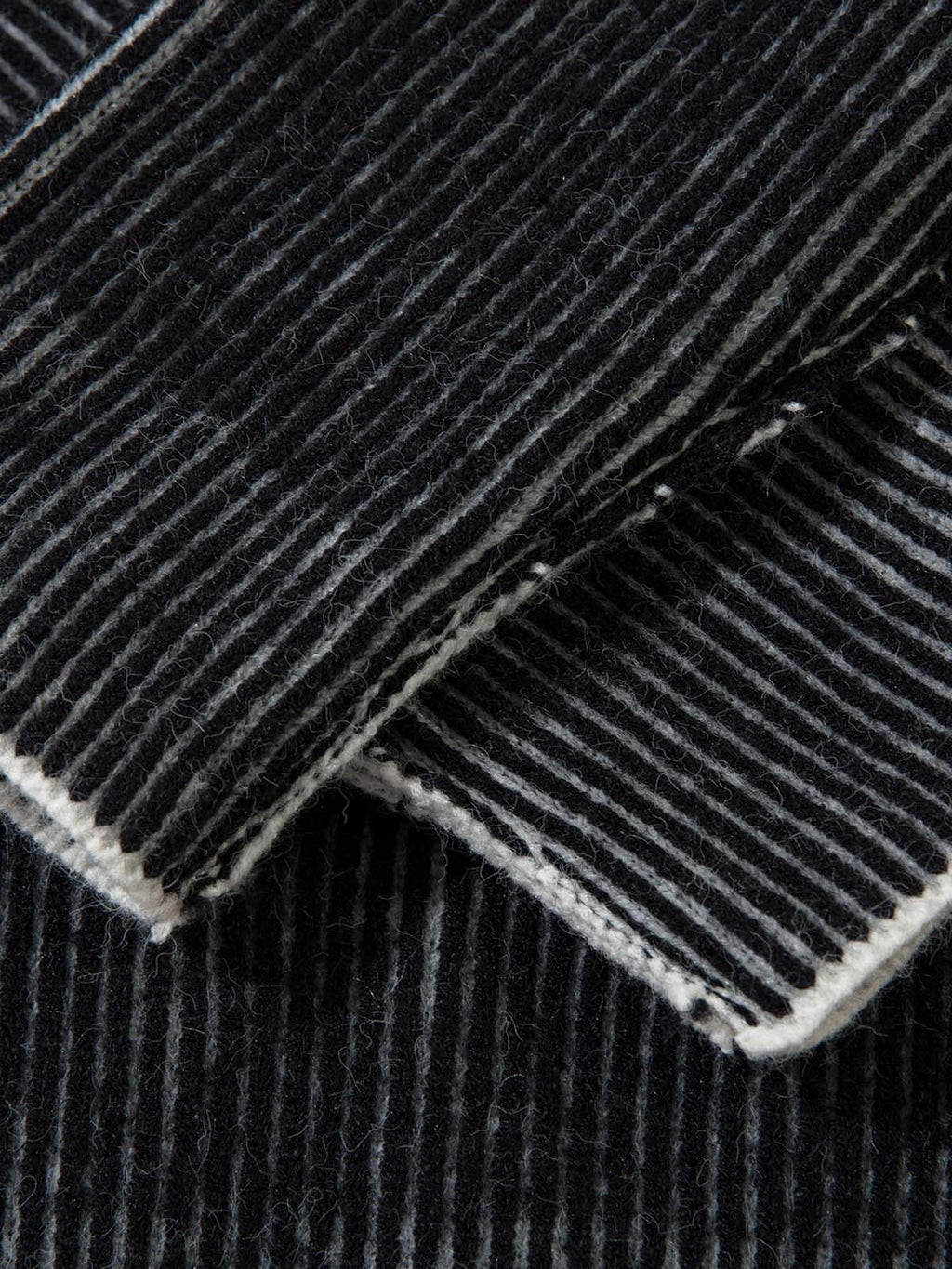 BLACK AND WHITE STRIPED SWEATER WITH GRAY PATTERN REVERSIBLE DOUBLE-SIDED