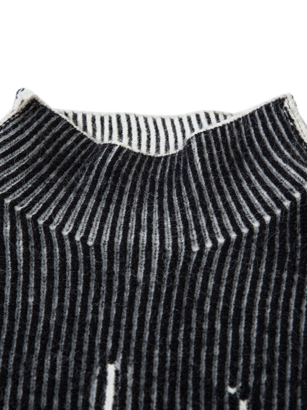 BLACK AND WHITE STRIPED SWEATER WITH GRAY PATTERN REVERSIBLE DOUBLE-SIDED
