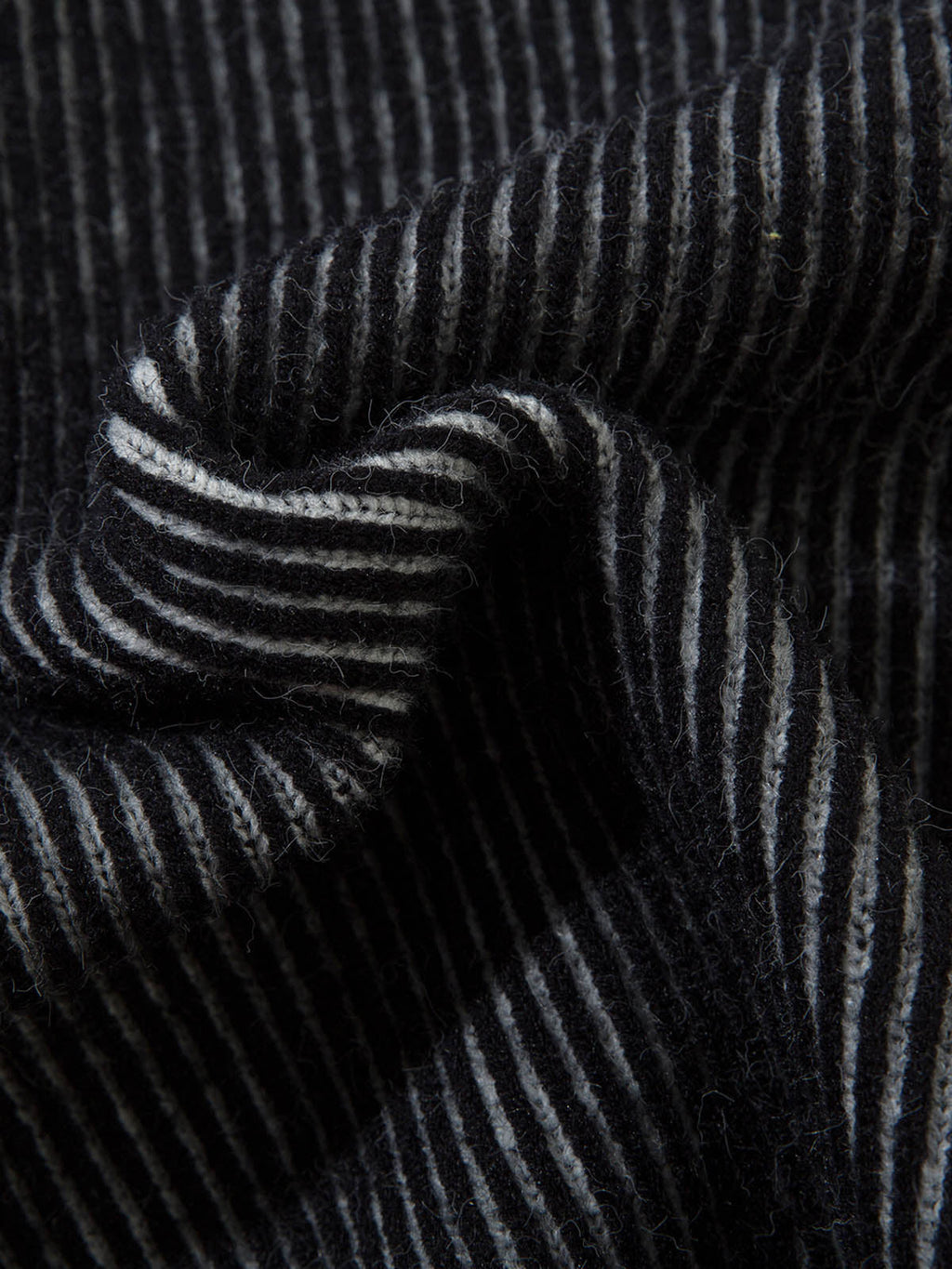 BLACK AND WHITE STRIPED SWEATER WITH GRAY PATTERN REVERSIBLE DOUBLE-SIDED