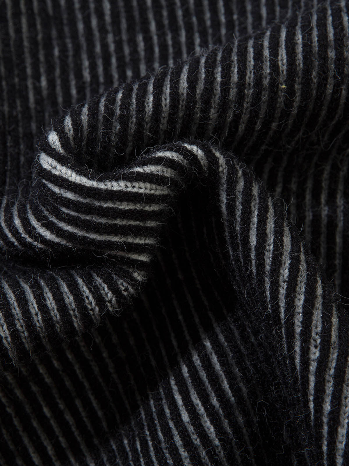 BLACK AND WHITE STRIPED SWEATER WITH GRAY PATTERN REVERSIBLE DOUBLE-SIDED