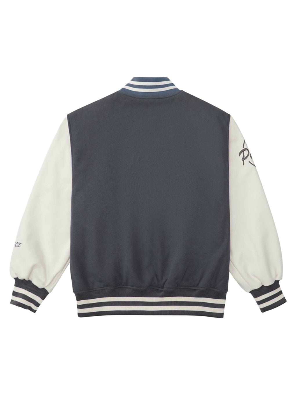 BLACK AND WHITE VARSITY JACKET WITH BASEBALL COLLAR, TRENDY LONG SLEEVE
