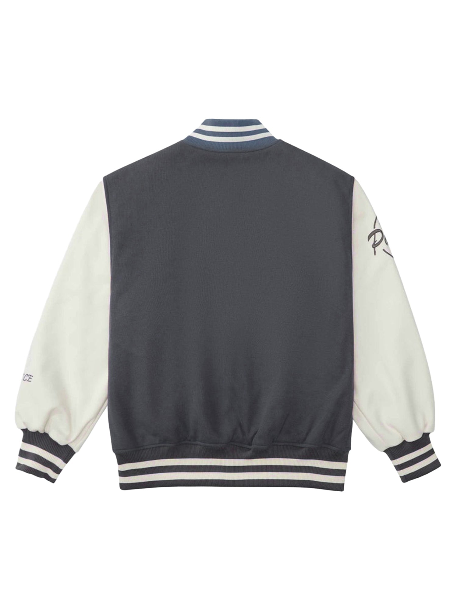 BLACK AND WHITE VARSITY JACKET WITH BASEBALL COLLAR, TRENDY LONG SLEEVE