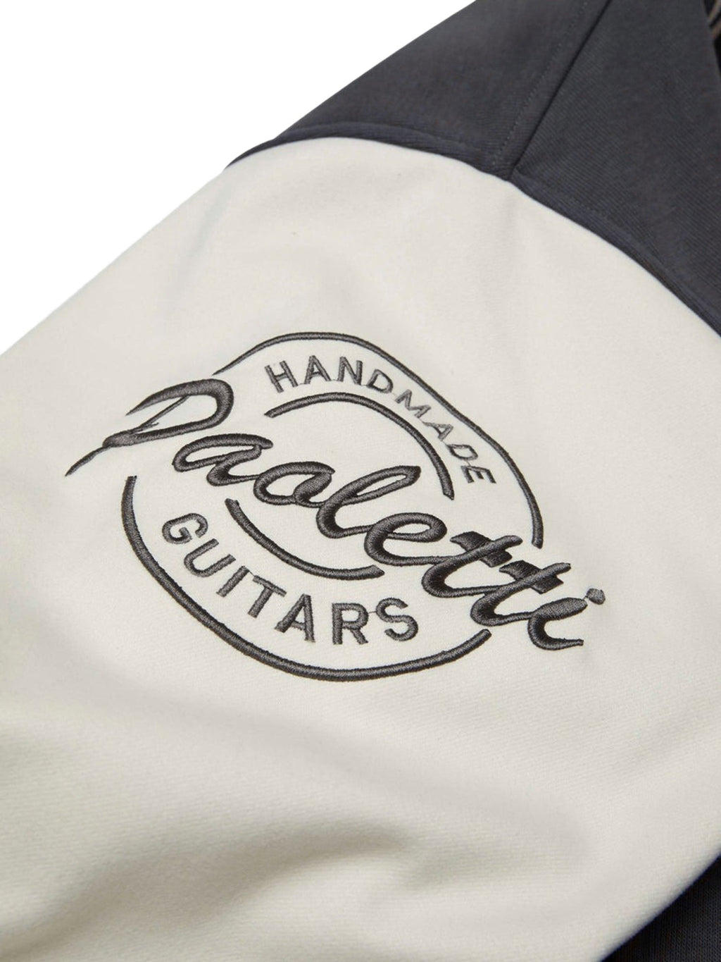 BLACK AND WHITE VARSITY JACKET WITH BASEBALL COLLAR, TRENDY LONG SLEEVE