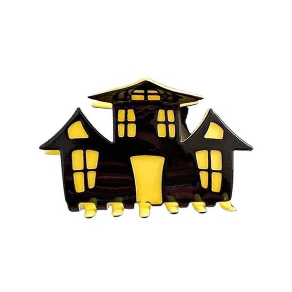 BLACK AND YELLOW HAUNTED HOUSE HAIR CLIP FOR THEMED HAIRSTYLES
