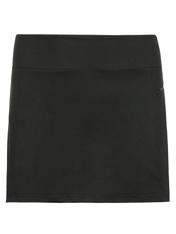 BLACK ATHLETIC MINI SKIRT SLIM FIT HIGH WAIST Y2K STYLE