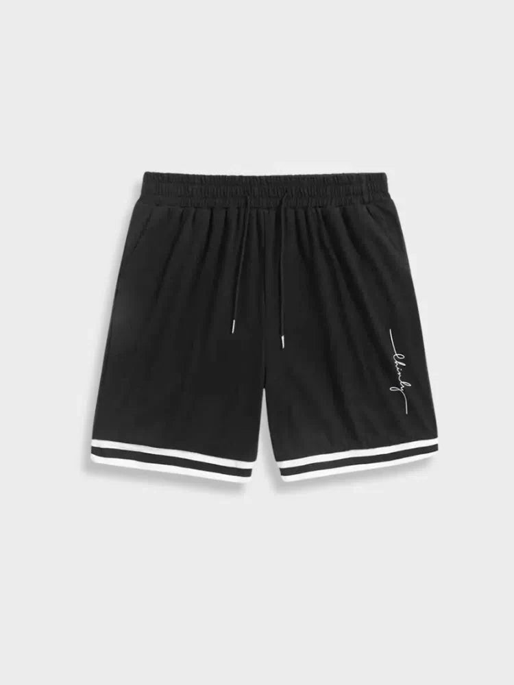 BLACK ATHLETIC SHORTS WITH WHITE STRIPES SHORT CASUAL STREETWEAR