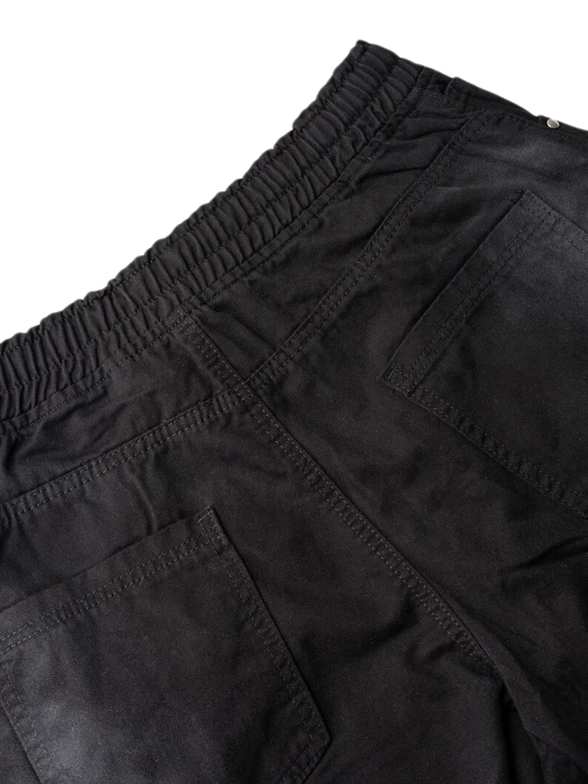 BLACK BAGGY DRAWSTRING PANTS MID WAIST TAPERED LEG DESIGN