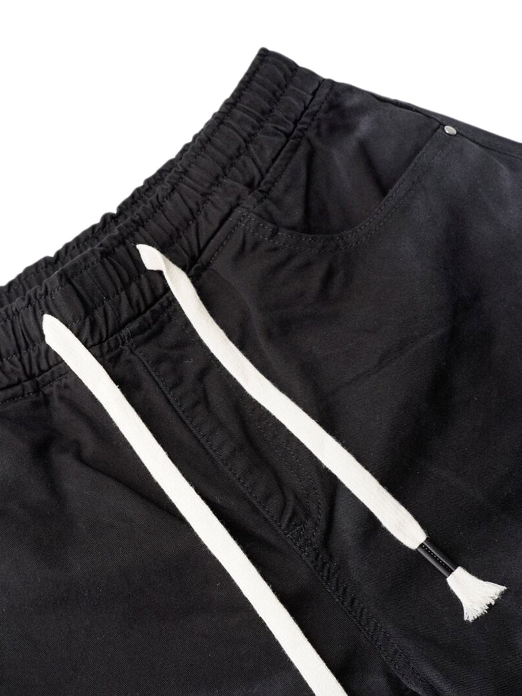 BLACK BAGGY DRAWSTRING PANTS MID WAIST TAPERED LEG DESIGN