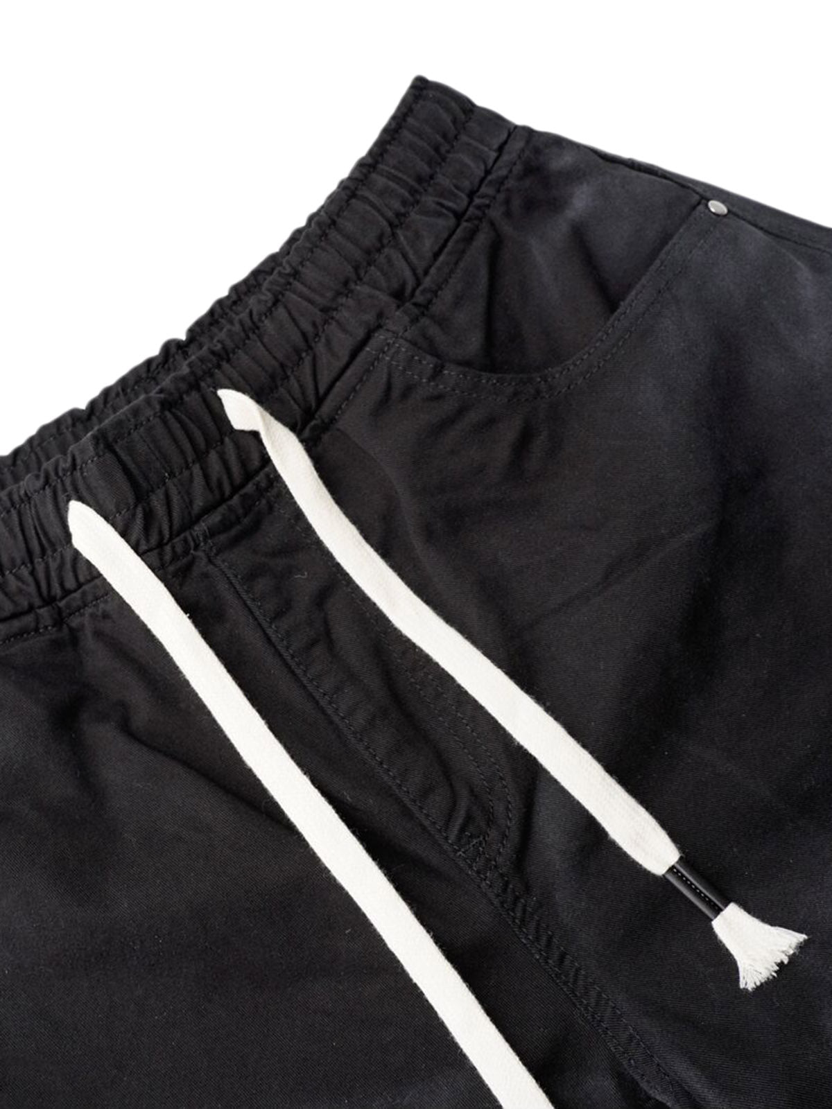 BLACK BAGGY DRAWSTRING PANTS MID WAIST TAPERED LEG DESIGN