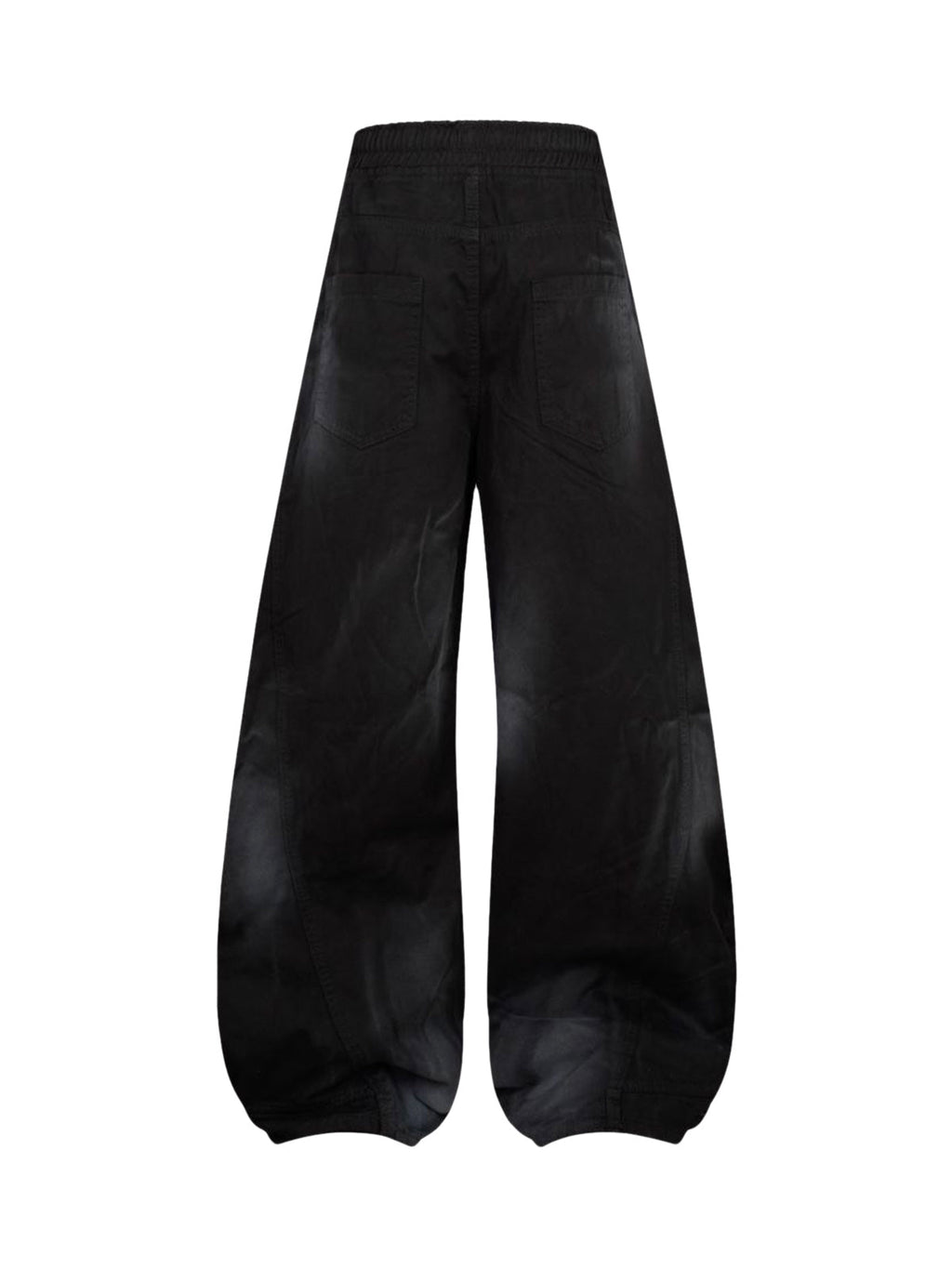 BLACK BAGGY DRAWSTRING PANTS MID WAIST TAPERED LEG DESIGN