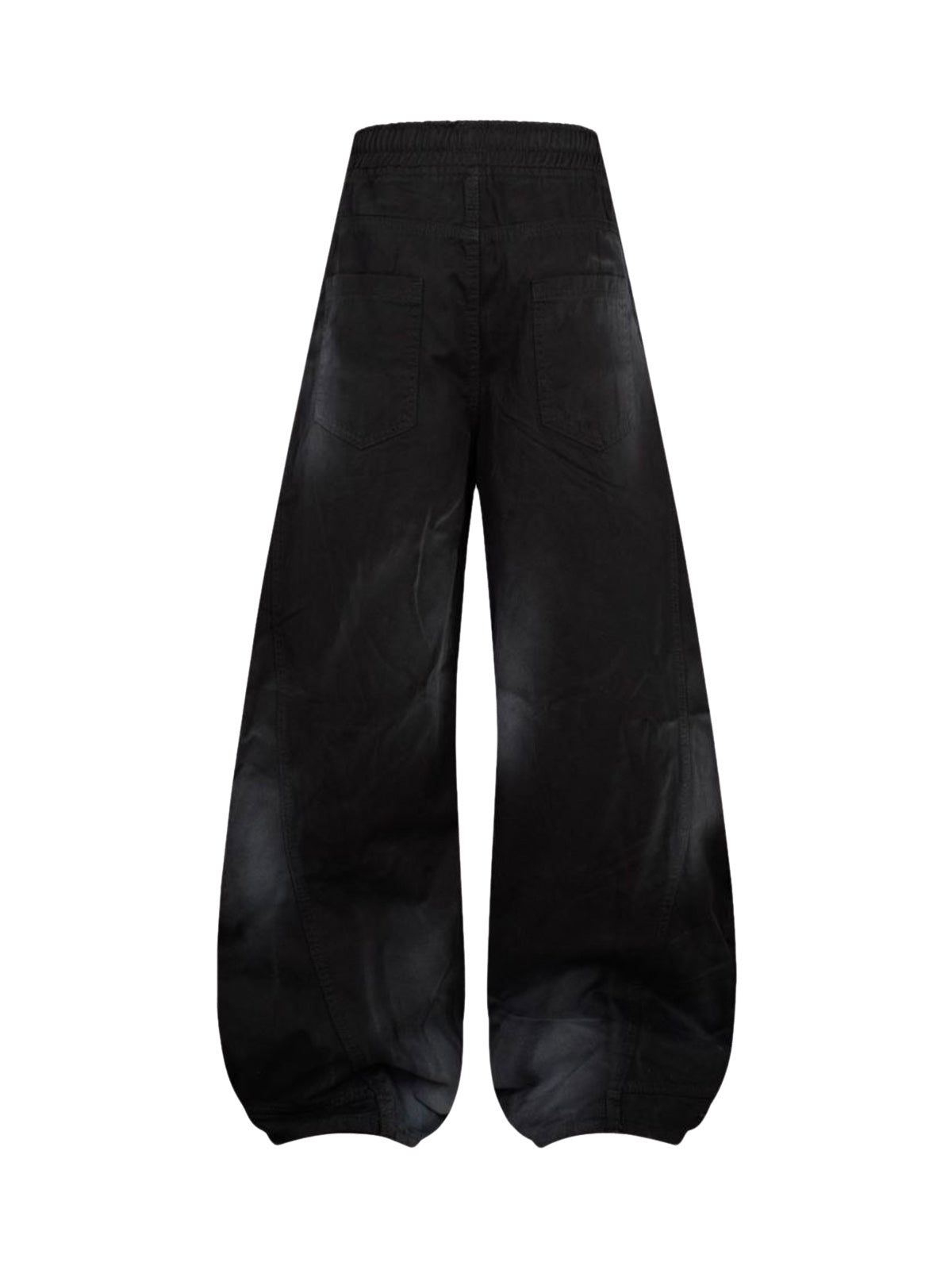 BLACK BAGGY DRAWSTRING PANTS MID WAIST TAPERED LEG DESIGN
