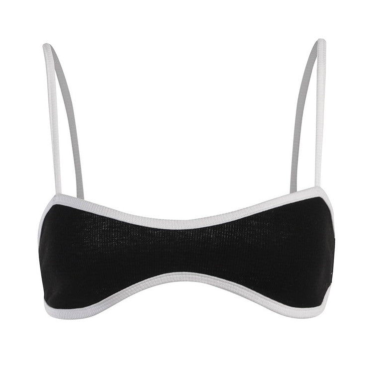 BLACK BANDEAU BRA WITH WHITE TRIM FOR WOMEN