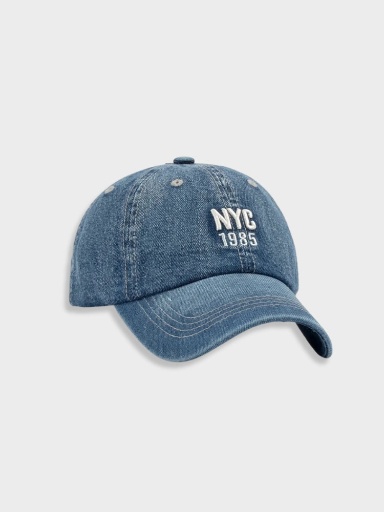 BLACK BASEBALL CAP WITH AMERICAN FLAG - NYC DENIM CAP