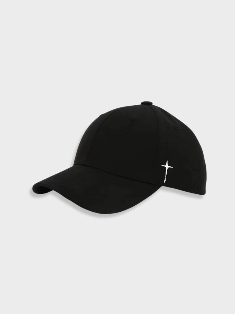 BLACK BASEBALL CAP WITH CROSS - MONEY STYLE CROSS