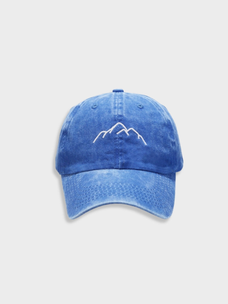 BLACK BASEBALL CAP WITH MOUNTAIN DESIGN - OUTDOOR HEADWEAR ACCESSORY