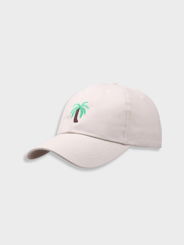 BLACK BASEBALL CAP WITH PALM TREE EMBROIDERY - PALM TREE CAP