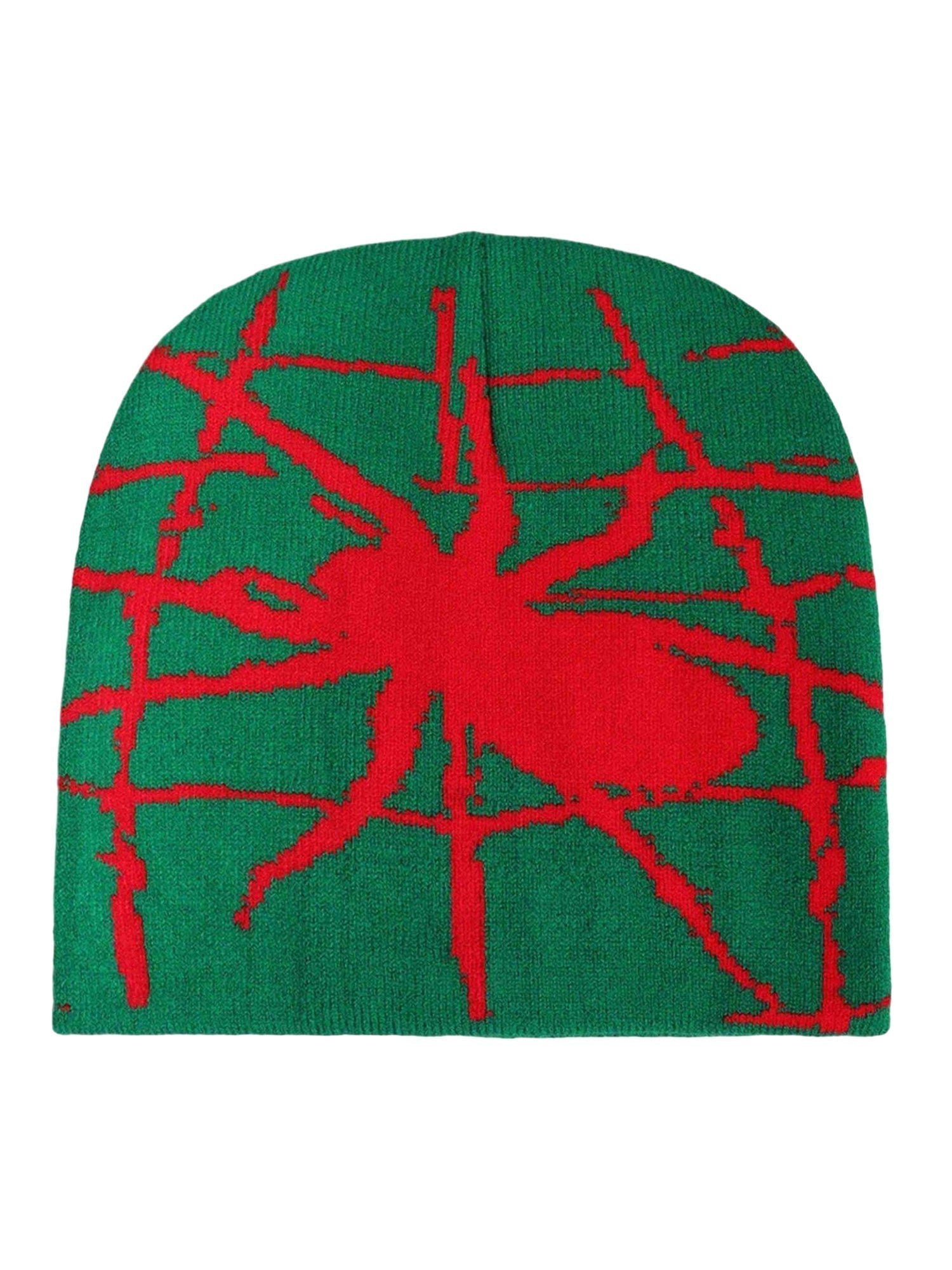 BLACK BEANIE WITH WHITE SPIDERWEB DESIGN - TRENDY ANIMAL PRINT CASUAL