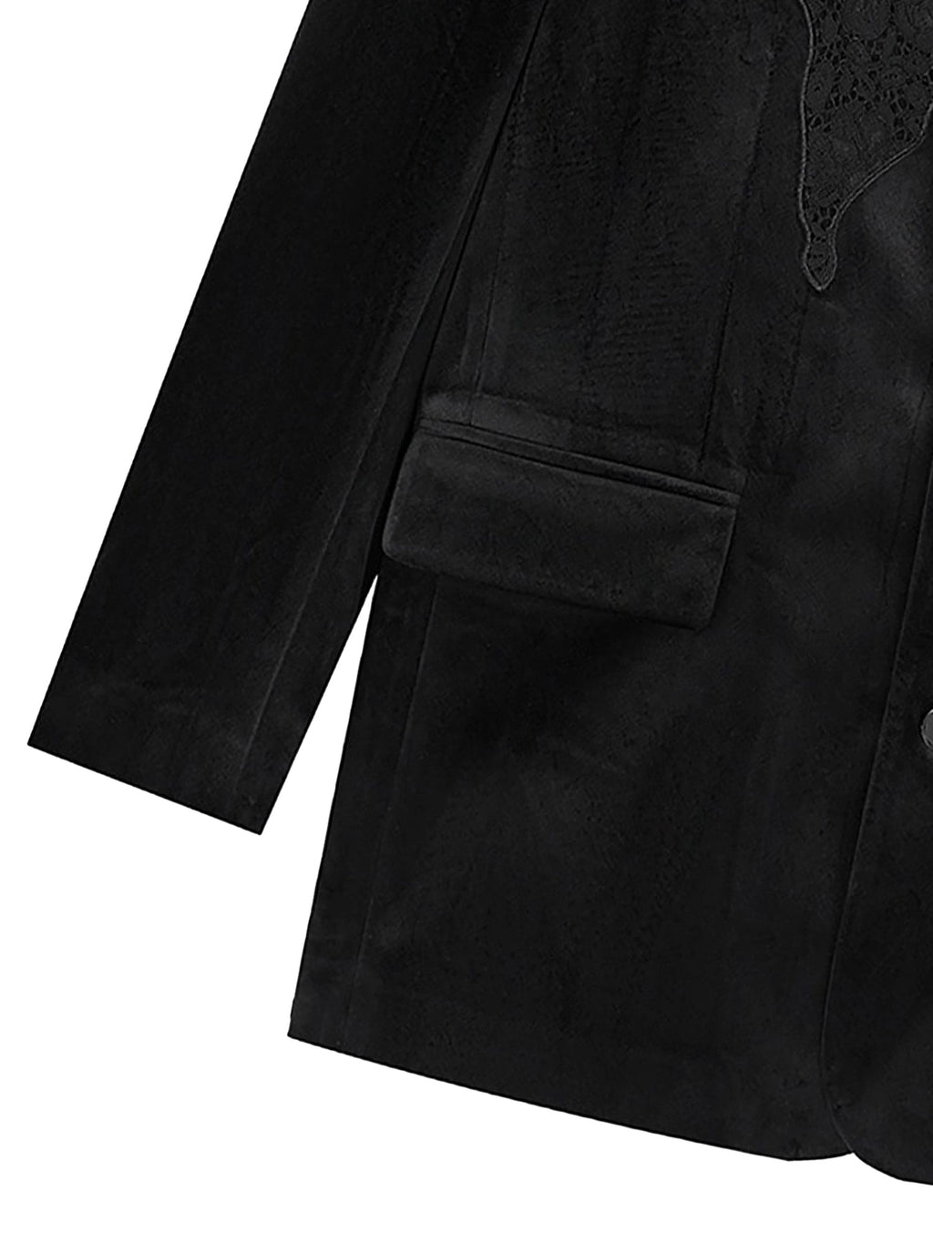 BLACK BLAZER WITH DECORATIVE TRIM - LOGO VELVET SUIT