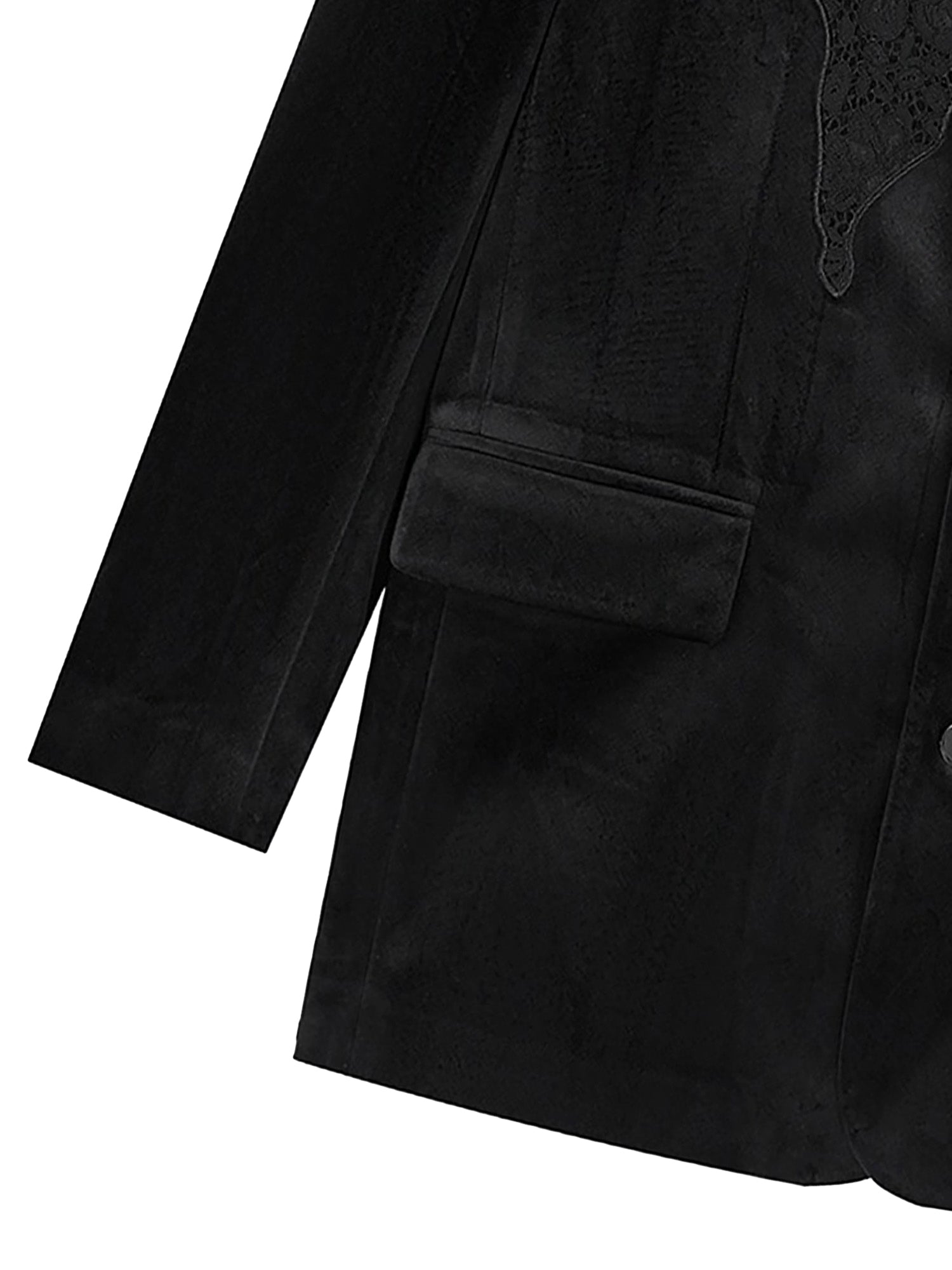BLACK BLAZER WITH DECORATIVE TRIM - LOGO VELVET SUIT