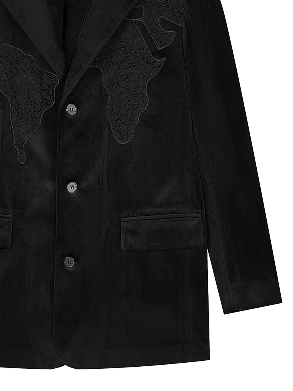 BLACK BLAZER WITH DECORATIVE TRIM - LOGO VELVET SUIT