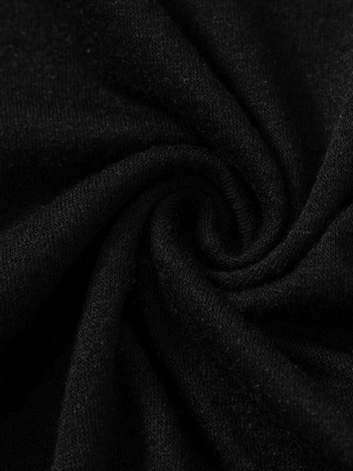 BLACK BLOUSE WITH SLIT TRUMPET SLEEVES