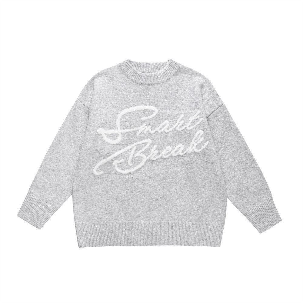 BLACK BREAK KNIT SWEATER WITH SMART BREAK TEXT