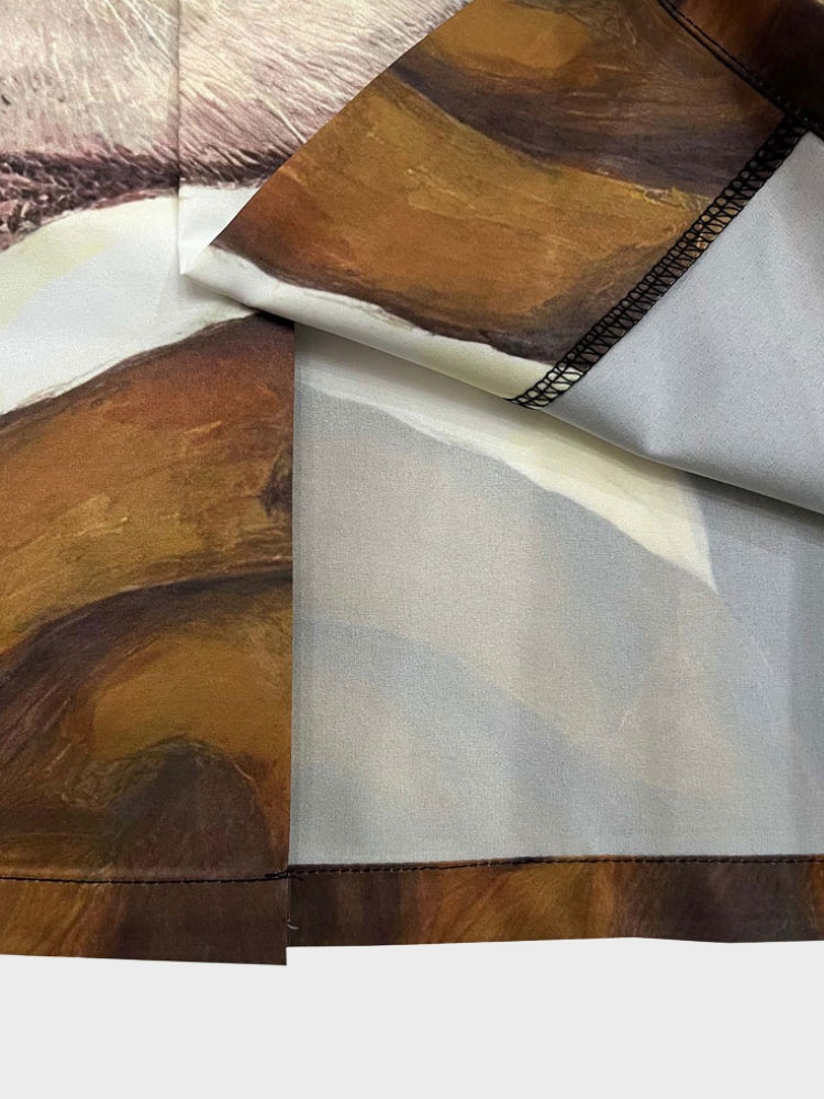 BLACK BUTTON-DOWN SHIRT WITH CAT DESIGN - MILKCAT STREETWEAR TEE