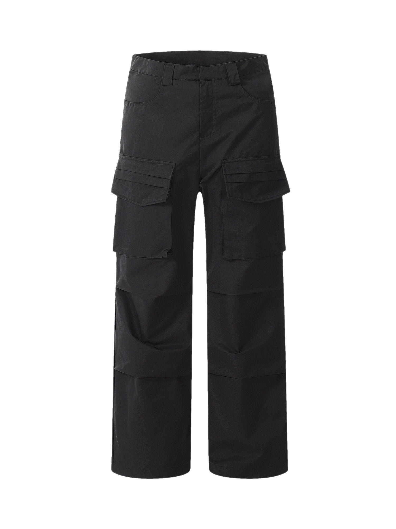 BLACK CARGO PANTS MID WAIST STRAIGHT LEG DESIGN