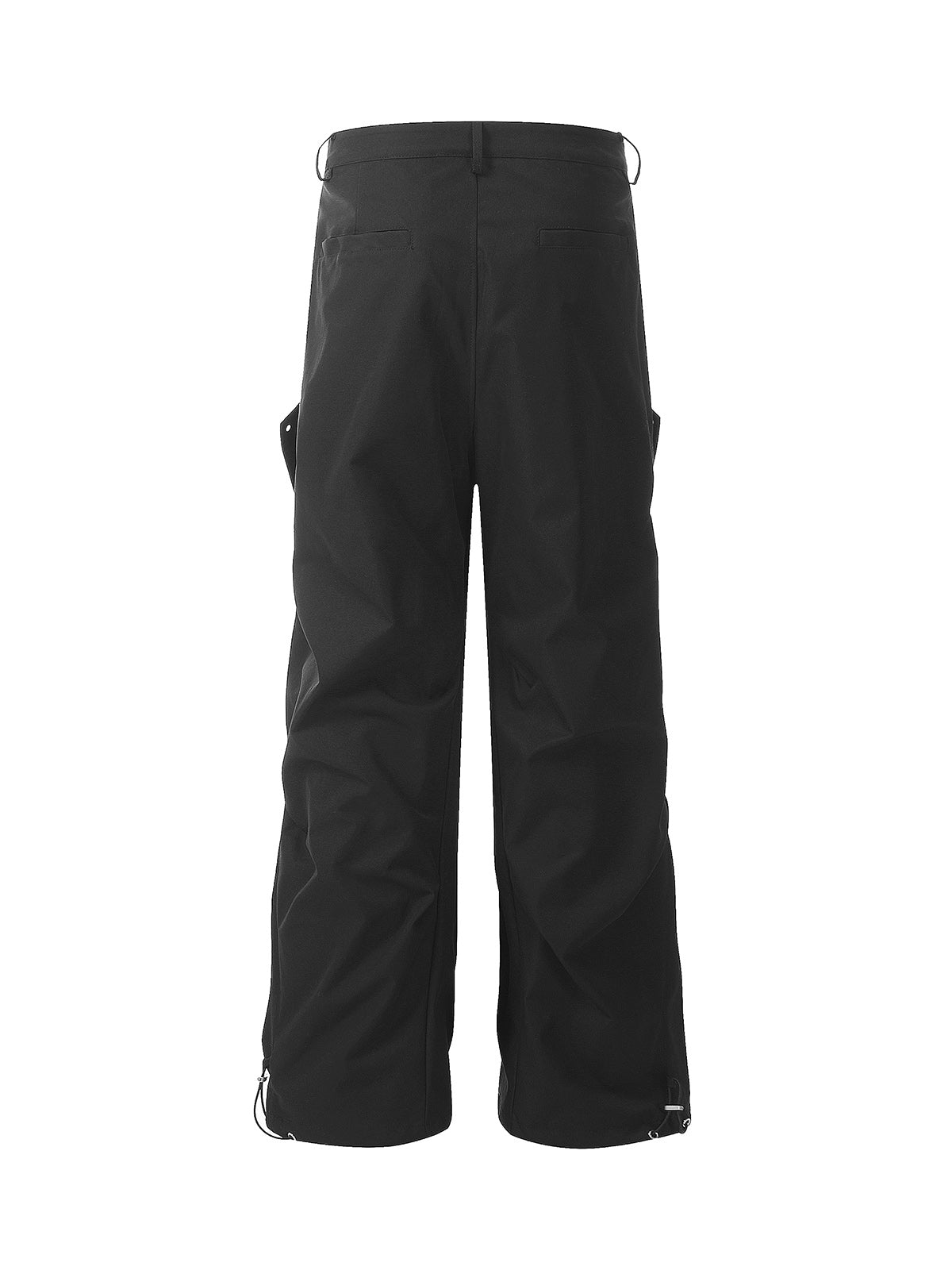 BLACK CARGO PANTS - MID WAIST STRAIGHT LEG WOVEN FABRIC DESIGN
