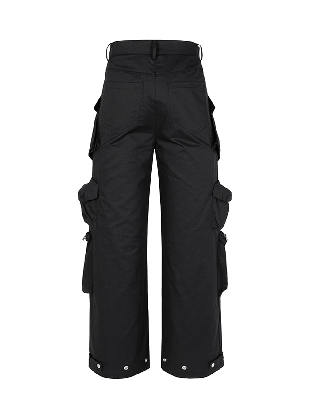BLACK CARGO PANTS WITH MULTIPLE POCKETS WORKWEAR WIDE LEG DESIGN