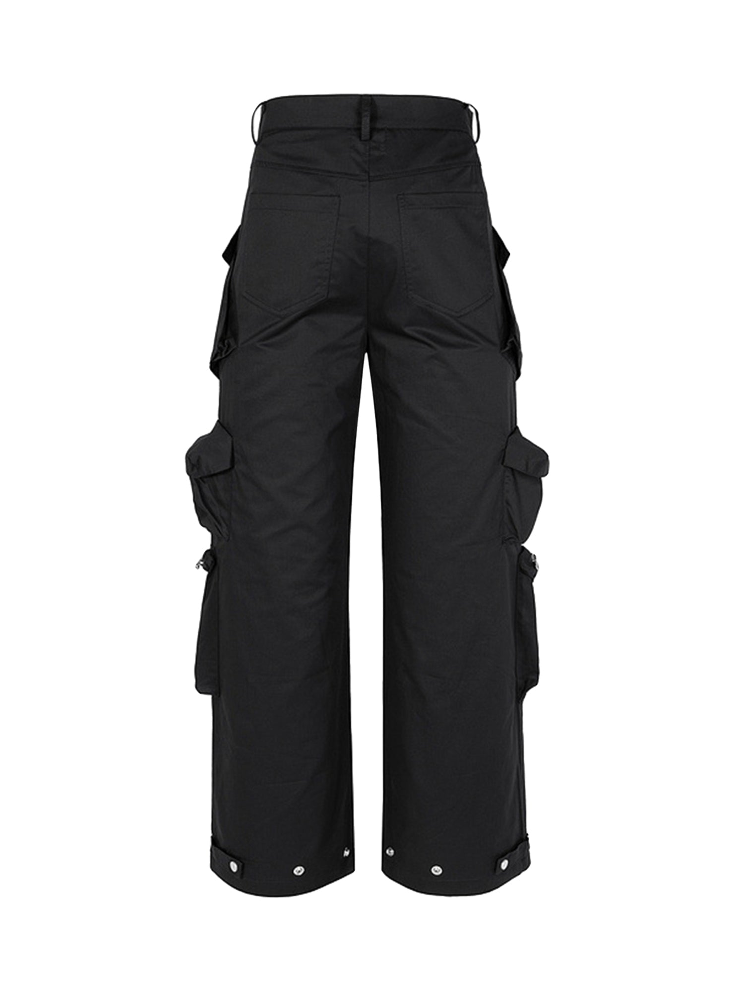 BLACK CARGO PANTS WITH MULTIPLE POCKETS WORKWEAR WIDE LEG DESIGN