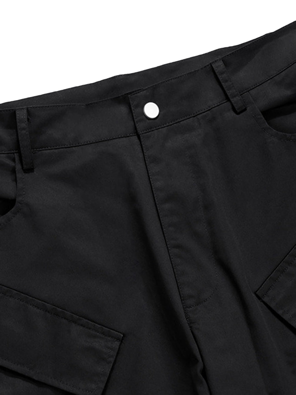 BLACK CARGO PANTS WITH MULTIPLE POCKETS WORKWEAR WIDE LEG DESIGN