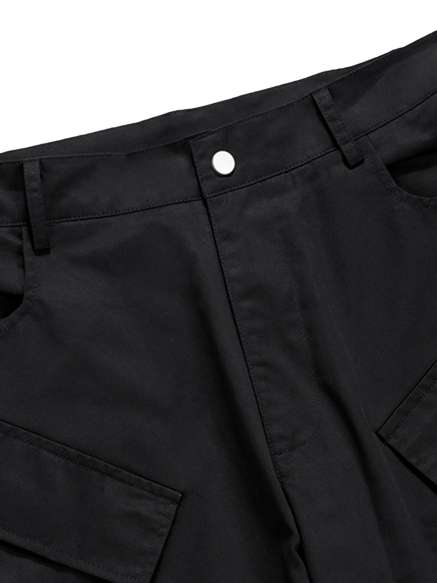 BLACK CARGO PANTS WITH MULTIPLE POCKETS WORKWEAR WIDE LEG DESIGN