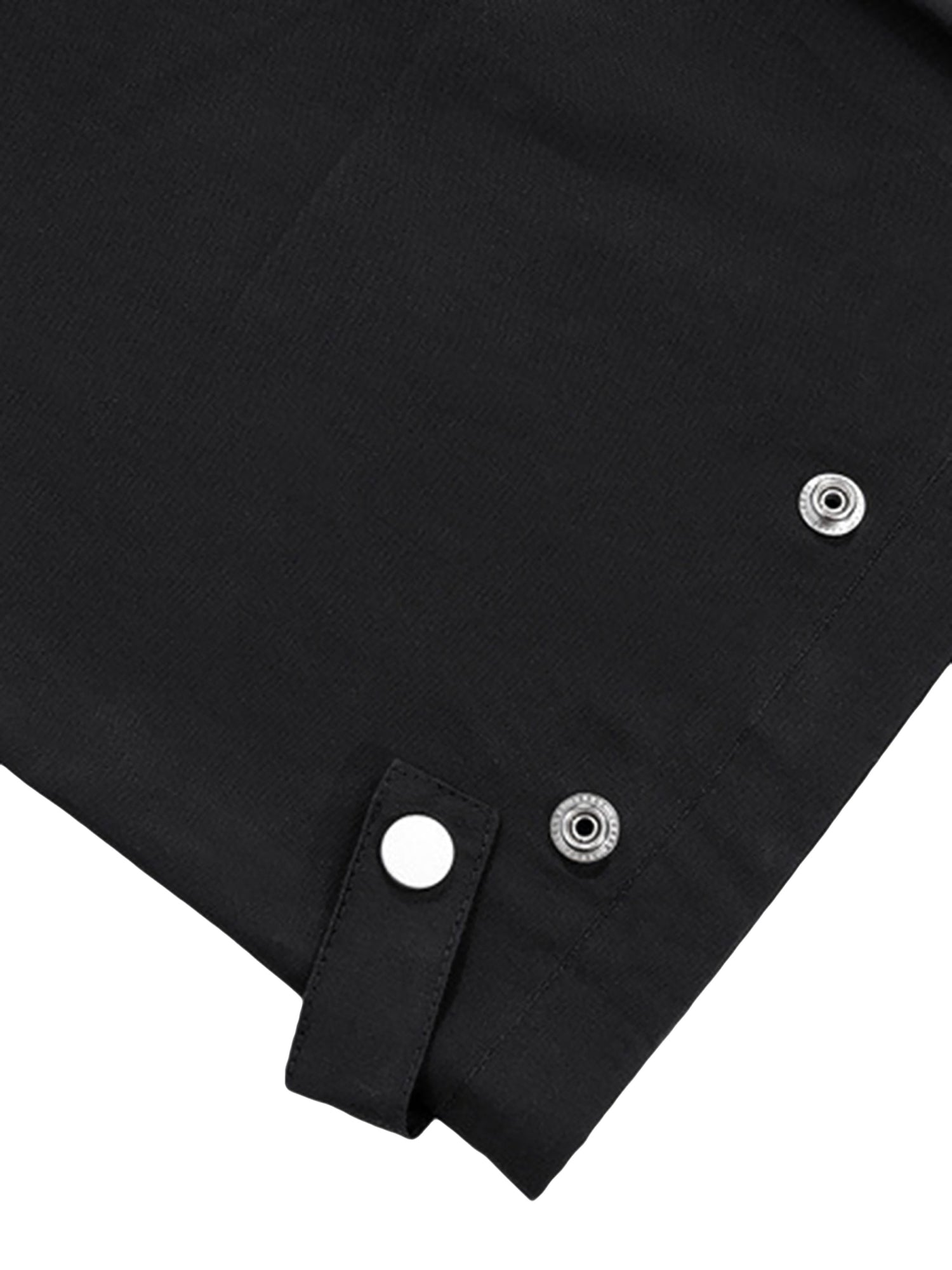 BLACK CARGO PANTS WITH MULTIPLE POCKETS WORKWEAR WIDE LEG DESIGN